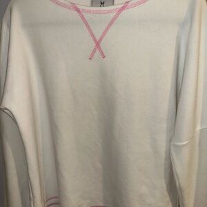 Dudley Stephens White Sweatshirt with Pink Accents